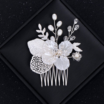 Clover - Pearl and Crystal Bridal Hair Comb - Available in Yellow Gold and Silver