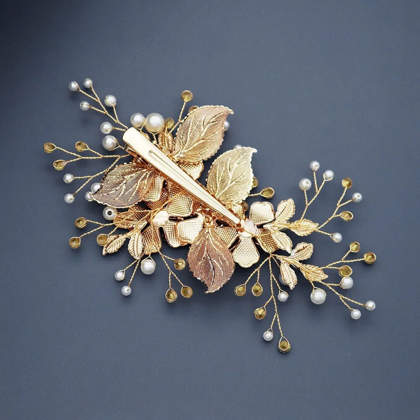 Logan - Gold Pearl Bridal Hair Clip