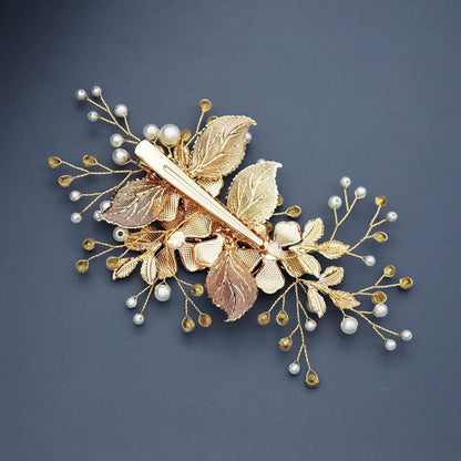 Logan - Gold Pearl Bridal Hair Clip
