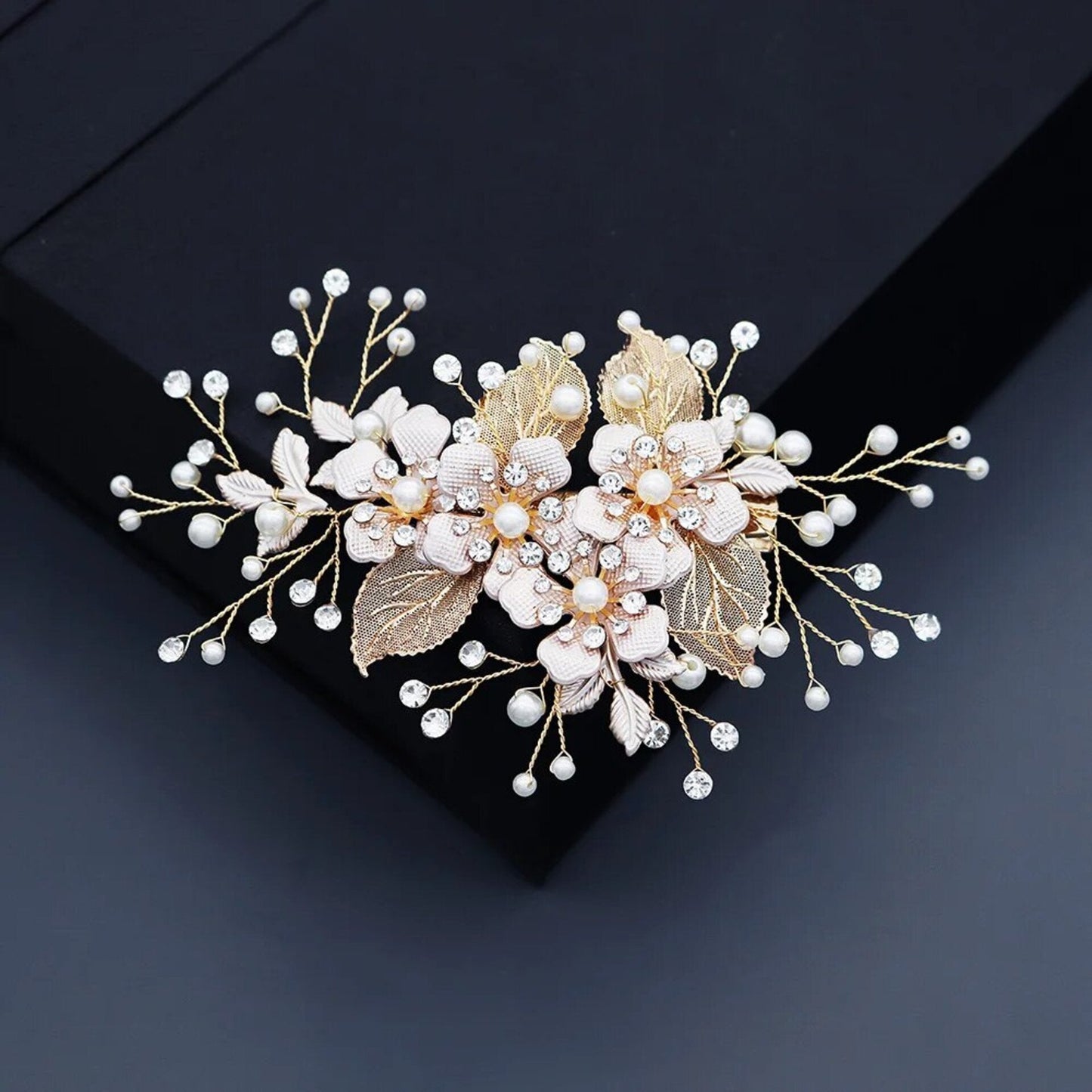Logan - Gold Pearl Bridal Hair Clip