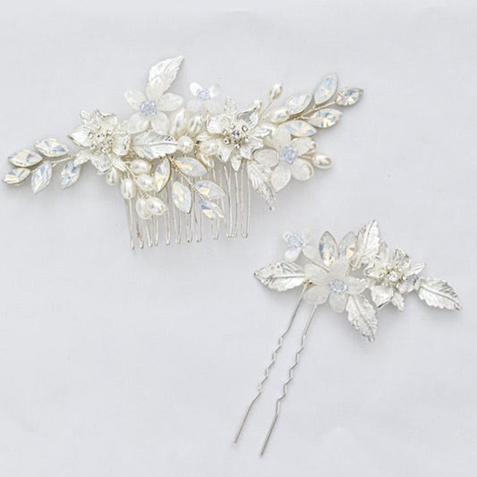 Kelsie - Opal Bridal Hair Comb and Pin Set