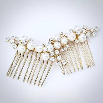"Mera" - Pearl Bridal Hair Comb Set of 2 - Available in Gold and Silver