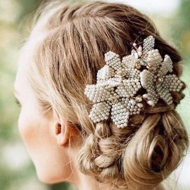 "Rhea" - Gold Pearl Bridal Hair Comb