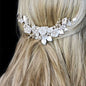 "Gloria" - Ceramic Flowers Silver Bridal Hair Comb / Vine