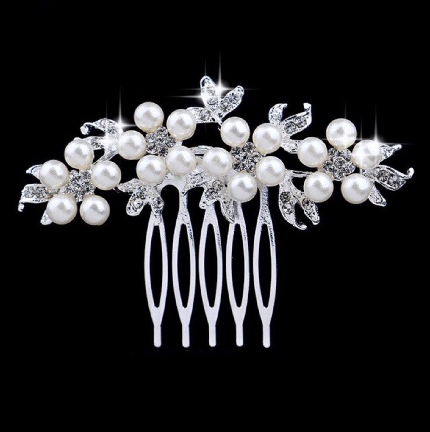 "Jada" - Pearl and Crystal Bridal Hair Comb - Available in Silver and Gold
