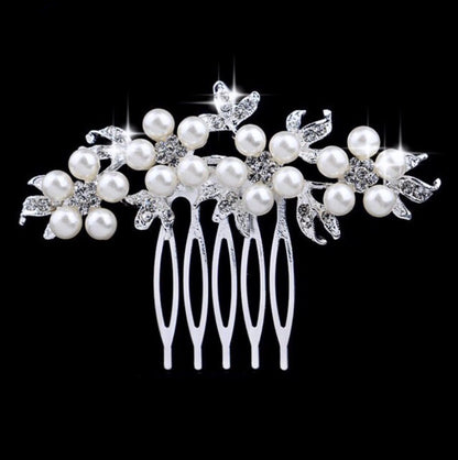 "Jada" - Pearl and Crystal Bridal Hair Comb - Available in Silver and Gold