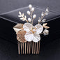 Clover - Pearl and Crystal Bridal Hair Comb - Available in Yellow Gold and Silver