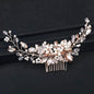 "Roseann" - Pearl and Crystal Bridal Hair Comb - Available in Silver, Rose Gold and Yellow Gold