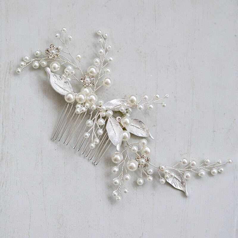 Chandra - Pearl Bridal Hair Comb - Available in Gold and Silver