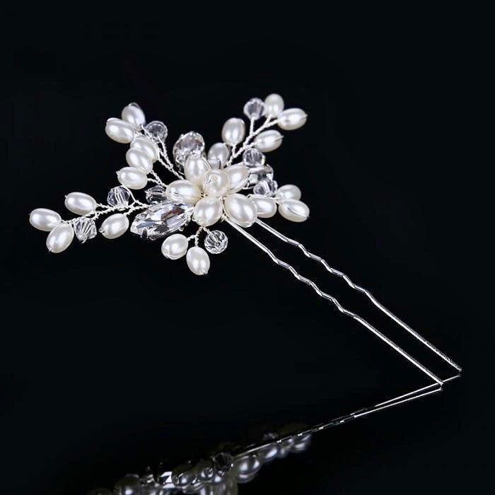 Kate - Pearl and Crystal Bridal Hair Pin - Available in Silver and Gold