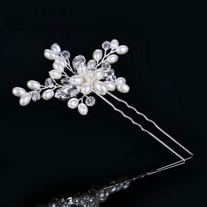 Kate - Pearl and Crystal Bridal Hair Pin - Available in Silver and Gold