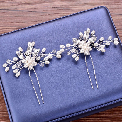 Kate - Pearl and Crystal Bridal Hair Pin - Available in Silver and Gold