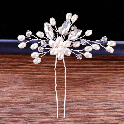 Kate - Pearl and Crystal Bridal Hair Pin - Available in Silver and Gold