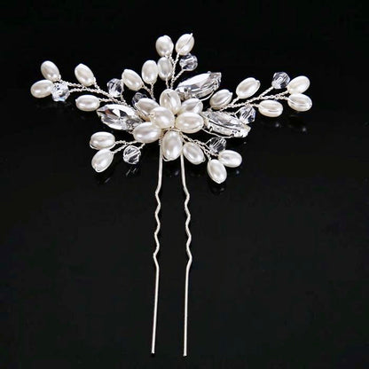 Kate - Pearl and Crystal Bridal Hair Pin - Available in Silver and Gold