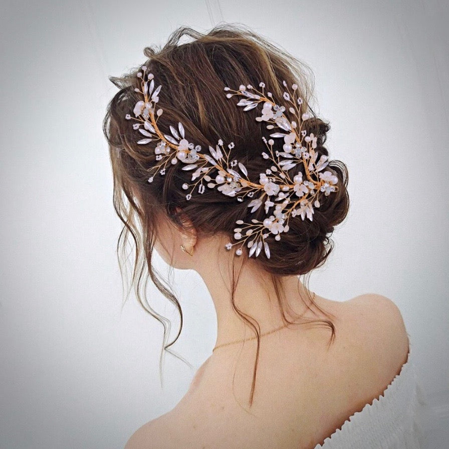 Genoa - Pearl and Crystal Bridal Hair Clip/Vine - Available in Silver and Gold