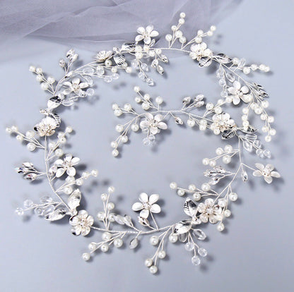 Ophelia - Pearl and Crystal Bridal Hair Vine - Available in Silver, Rose Gold and Yellow Gold