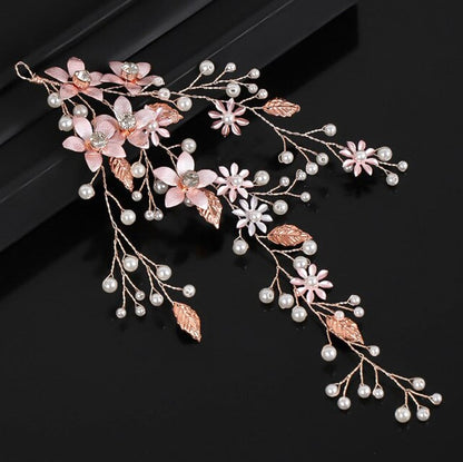 Tara - Pearl and Crystal Bridal Hair Vine - Available in Silver, Rose Gold and Yellow Gold