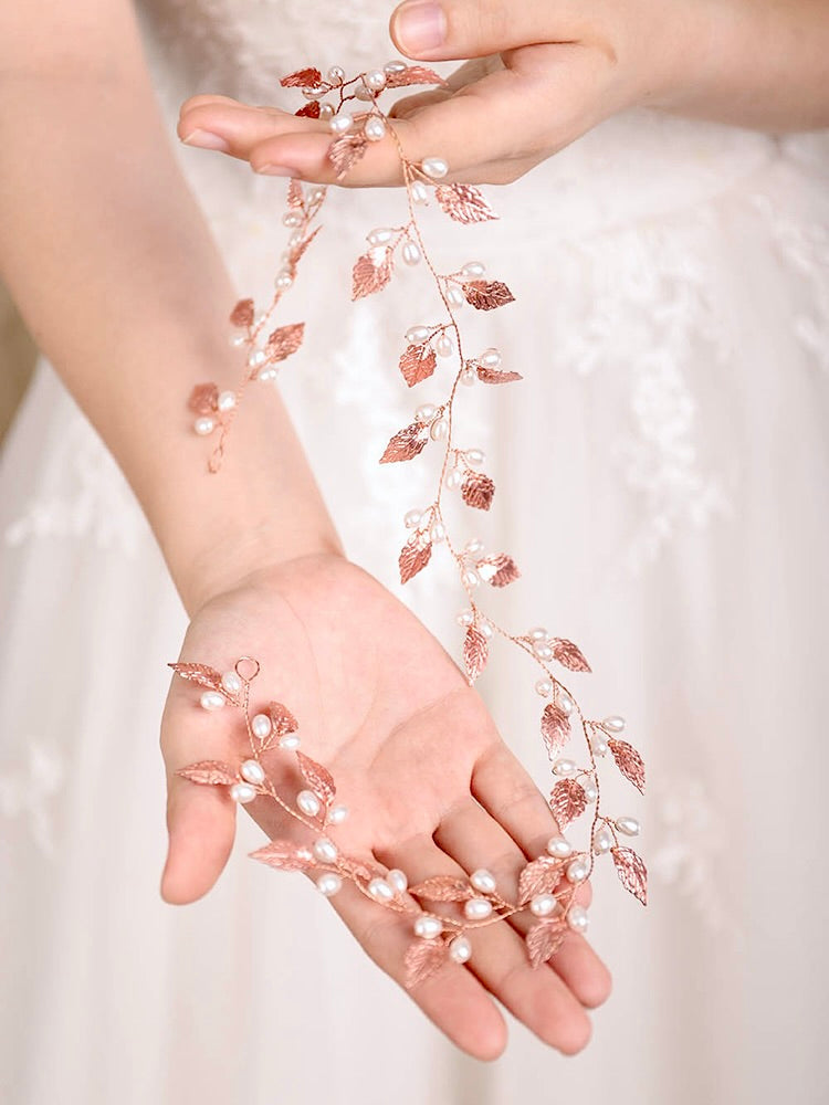 "Seara" - Pearl Bridal Hair Vine - Available in Silver, Vintage Rose Gold and Yellow Gold