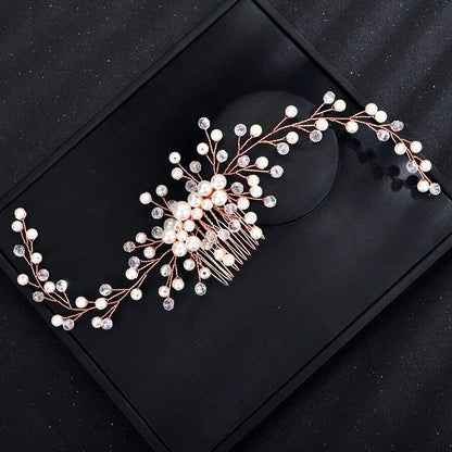 "Jeannie" - Pearl Bridal Hair Comb / Vine - Available in Silver, Rose Gold and Yellow Gold