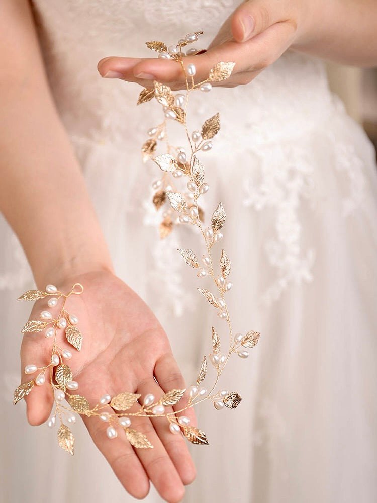 "Seara" - Pearl Bridal Hair Vine - Available in Silver, Vintage Rose Gold and Yellow Gold