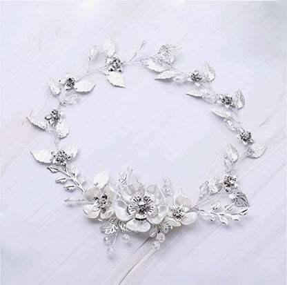 "Carol" - Silver Pearl and Crystal Bridal Headband