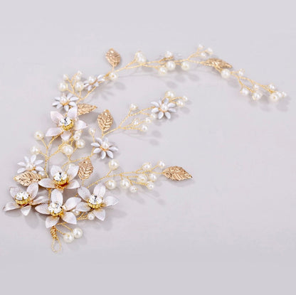 Tara - Pearl and Crystal Bridal Hair Vine - Available in Silver, Rose Gold and Yellow Gold
