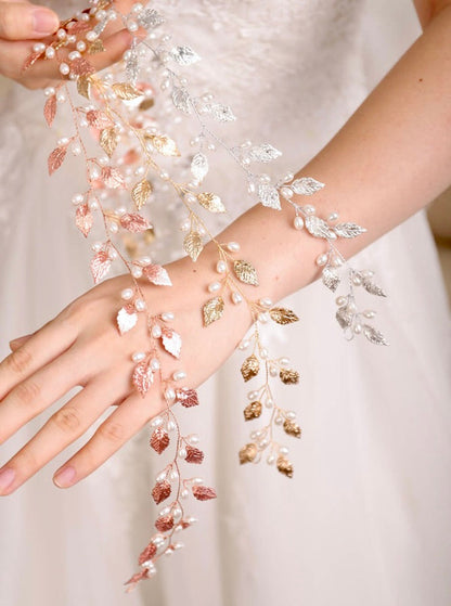 "Seara" - Pearl Bridal Hair Vine - Available in Silver, Vintage Rose Gold and Yellow Gold