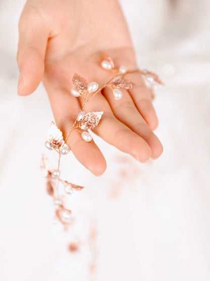"Seara" - Pearl Bridal Hair Vine - Available in Silver, Vintage Rose Gold and Yellow Gold