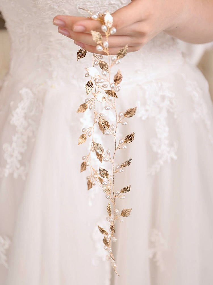 "Seara" - Pearl Bridal Hair Vine - Available in Silver, Vintage Rose Gold and Yellow Gold