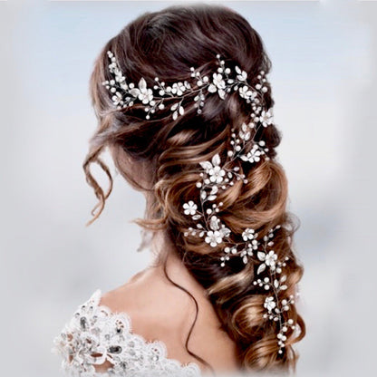 Ophelia - Pearl and Crystal Bridal Hair Vine - Available in Silver, Rose Gold and Yellow Gold