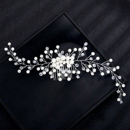 "Jeannie" - Pearl Bridal Hair Comb / Vine - Available in Silver, Rose Gold and Yellow Gold