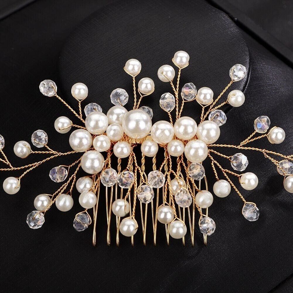 "Jeannie" - Pearl Bridal Hair Comb / Vine - Available in Silver, Rose Gold and Yellow Gold