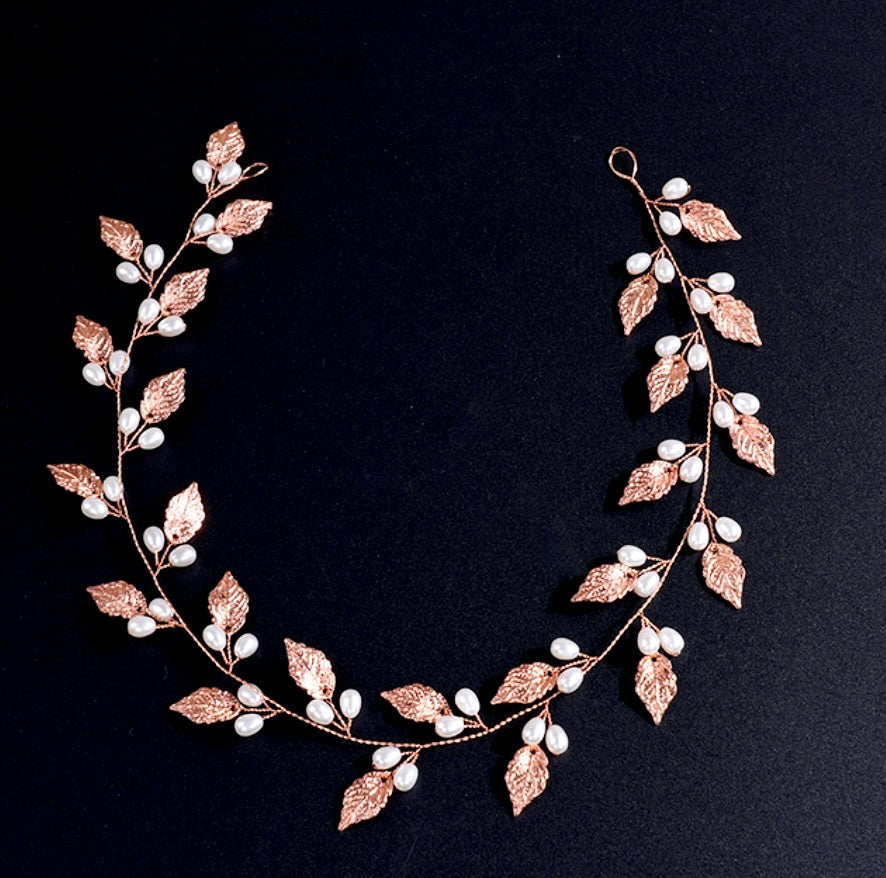 "Seara" - Pearl Bridal Hair Vine - Available in Silver, Vintage Rose Gold and Yellow Gold