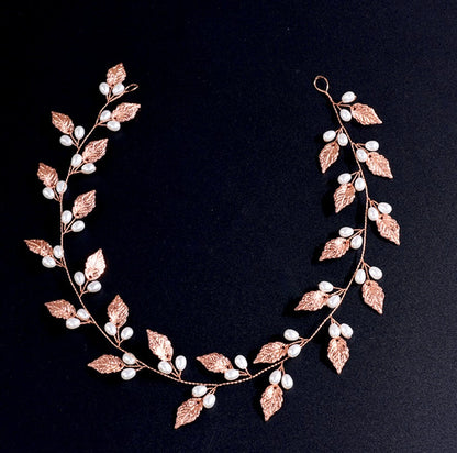 "Seara" - Pearl Bridal Hair Vine - Available in Silver, Vintage Rose Gold and Yellow Gold