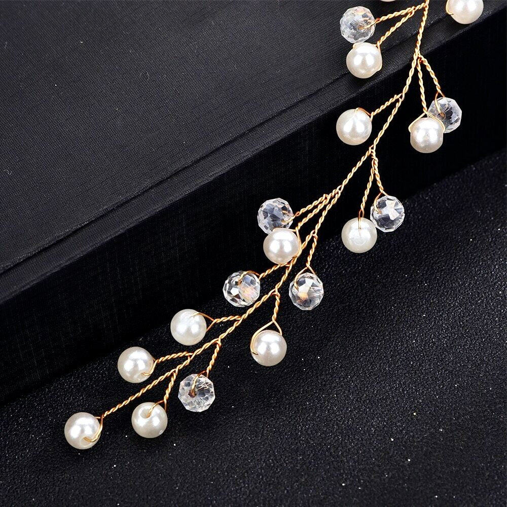 "Jeannie" - Pearl Bridal Hair Comb / Vine - Available in Silver, Rose Gold and Yellow Gold