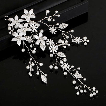 Tara - Pearl and Crystal Bridal Hair Vine - Available in Silver, Rose Gold and Yellow Gold