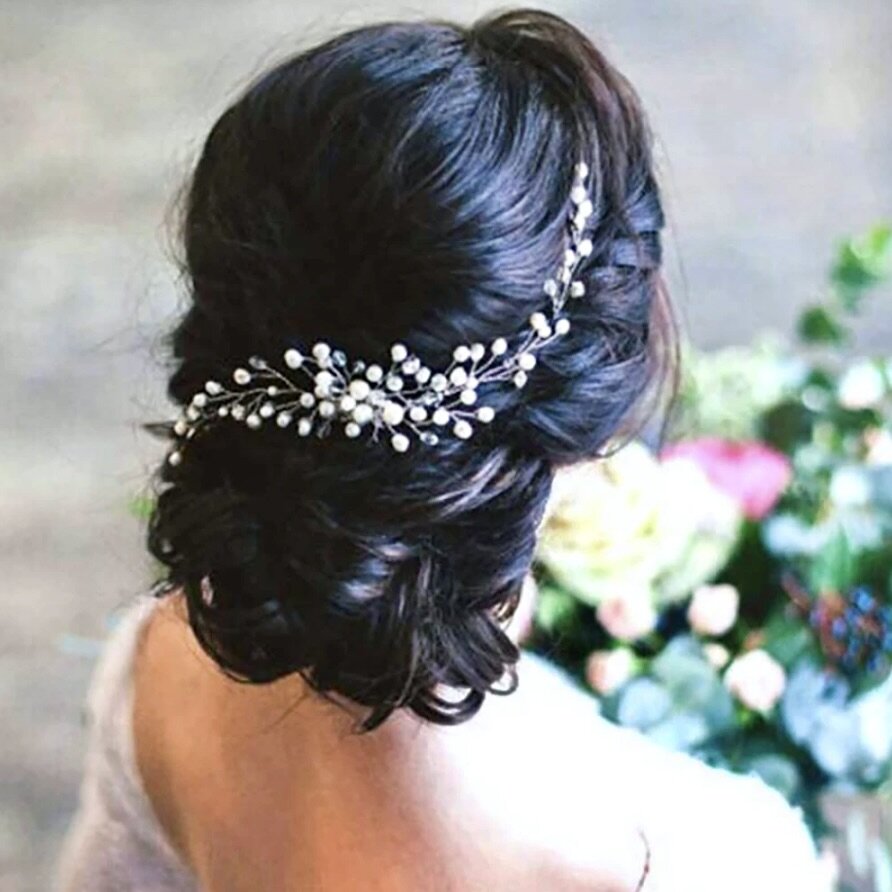 "Jeannie" - Pearl Bridal Hair Comb / Vine - Available in Silver, Rose Gold and Yellow Gold