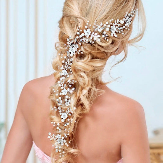Ophelia - Pearl and Crystal Bridal Hair Vine - Available in Silver, Rose Gold and Yellow Gold