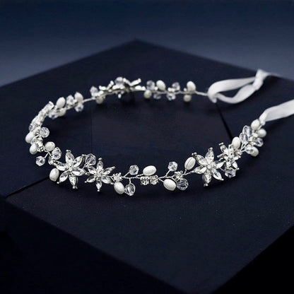 Marianne - Crystal and Pearl Bridal Headband - Available in Gold and Silver