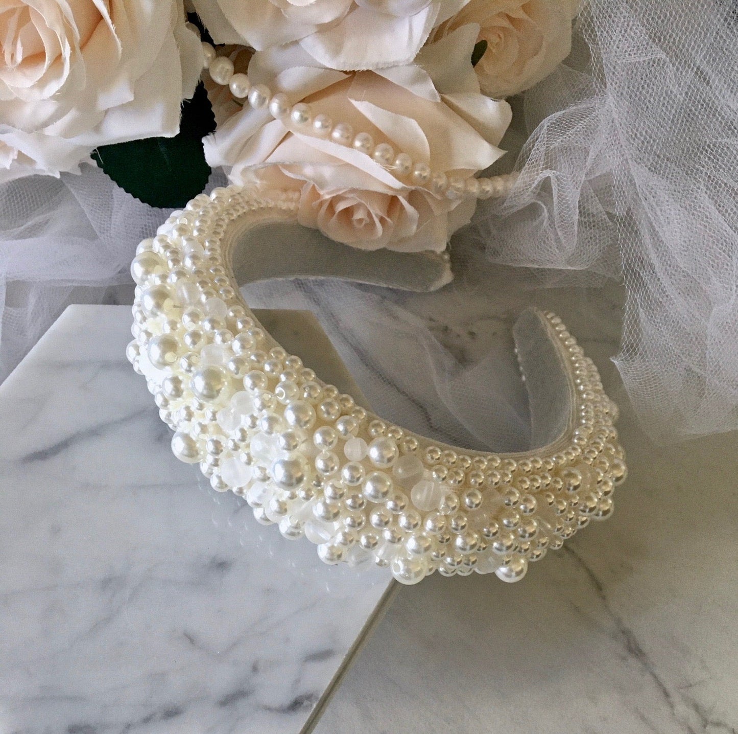 Joselynn - Velvet Pearl Bridal Headband