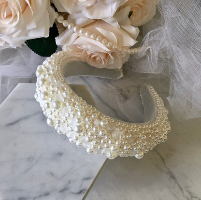 Joselynn - Velvet Pearl Bridal Headband