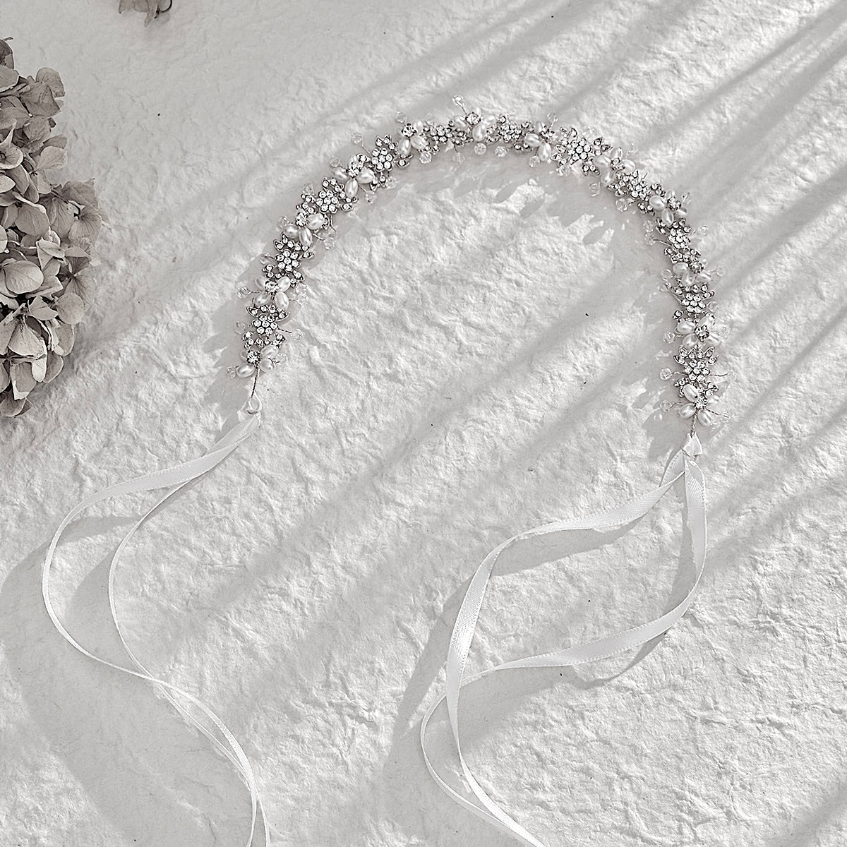"Trixie" - Pearl and Crystal Bridal Headband - Available in Silver and Rose Gold
