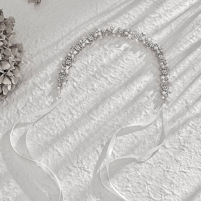 "Trixie" - Pearl and Crystal Bridal Headband - Available in Silver and Rose Gold