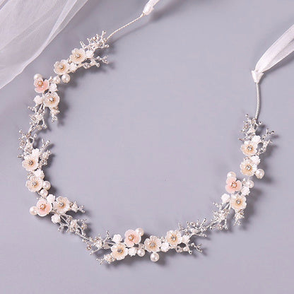"Yvonne" - Pearl and Crystal Bridal Headband - Available in Yellow Gold, Rose Gold and Silver