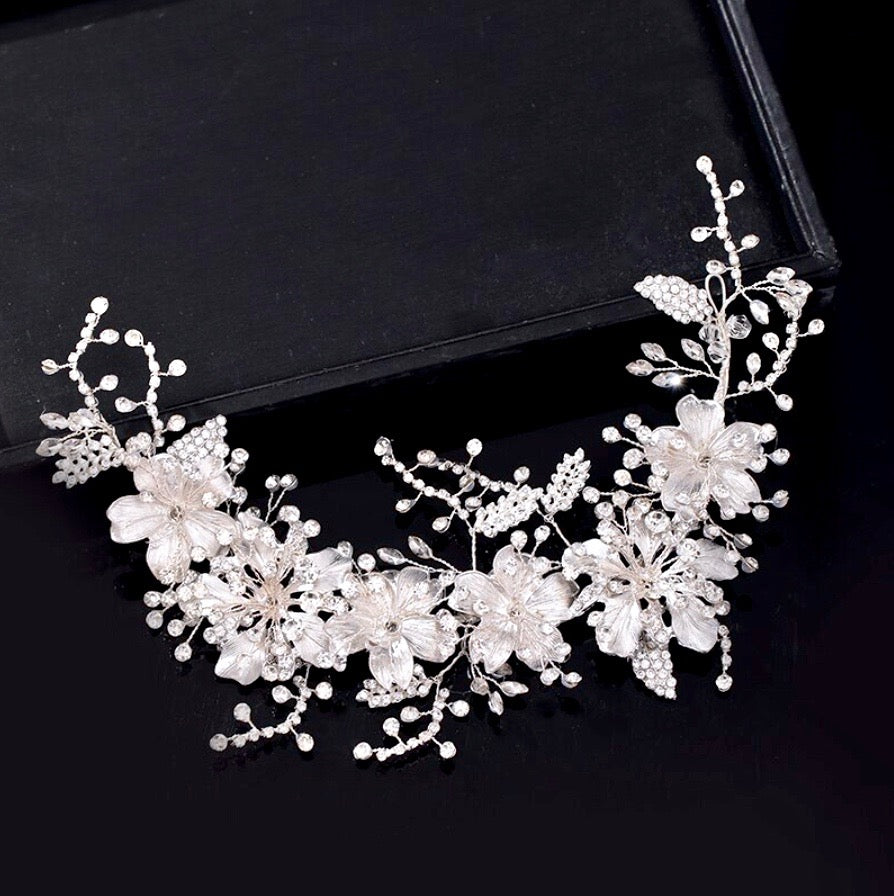 "Somerset" - Pearl and Crystal Bridal Headband - Available in Gold and Silver