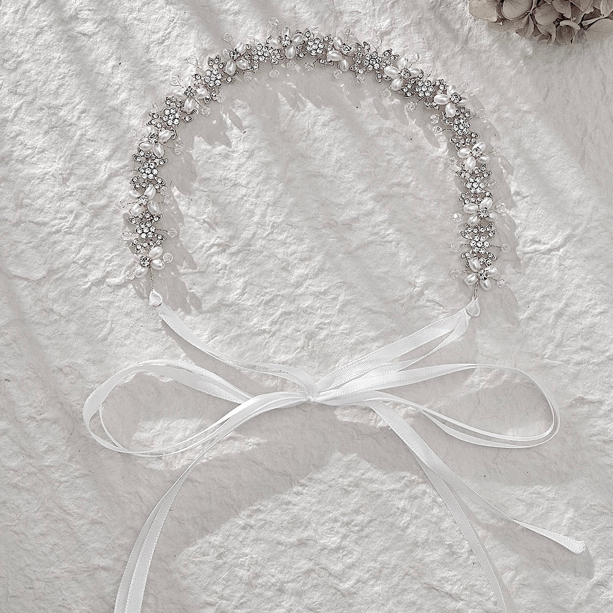 "Trixie" - Pearl and Crystal Bridal Headband - Available in Silver and Rose Gold