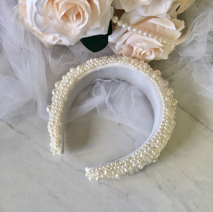 Joselynn - Velvet Pearl Bridal Headband