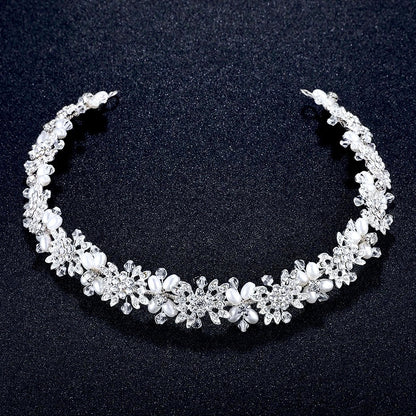 "Trixie" - Pearl and Crystal Bridal Headband - Available in Silver and Rose Gold