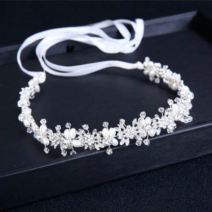 "Trixie" - Pearl and Crystal Bridal Headband - Available in Silver and Rose Gold