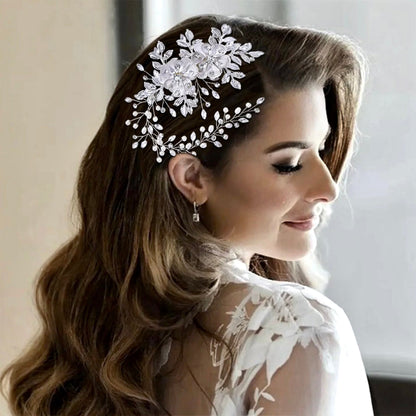 Carlotta - Silver Pearl and Crystal Bridal Headband / Hair Vine